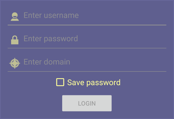 Picture showing login fields within a Standalone App on an Android device.